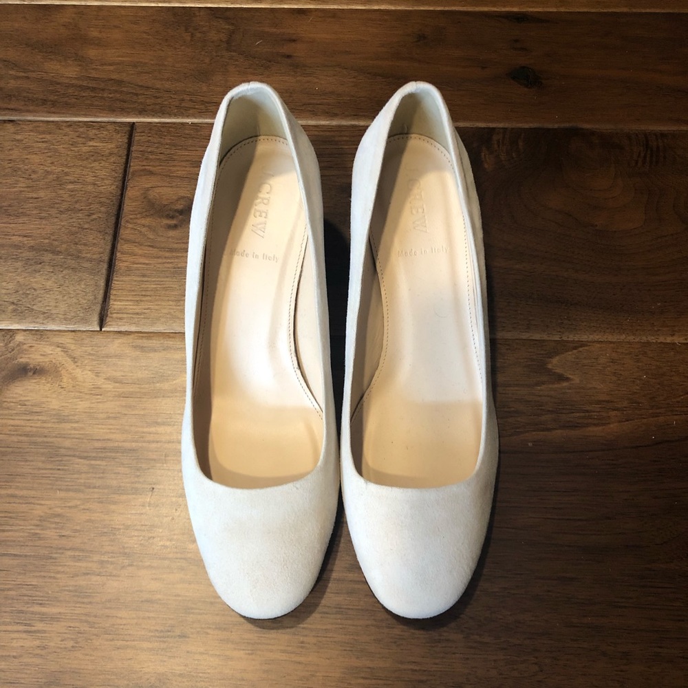 Jcrew suede light tan block heal size 8.5 NEW
